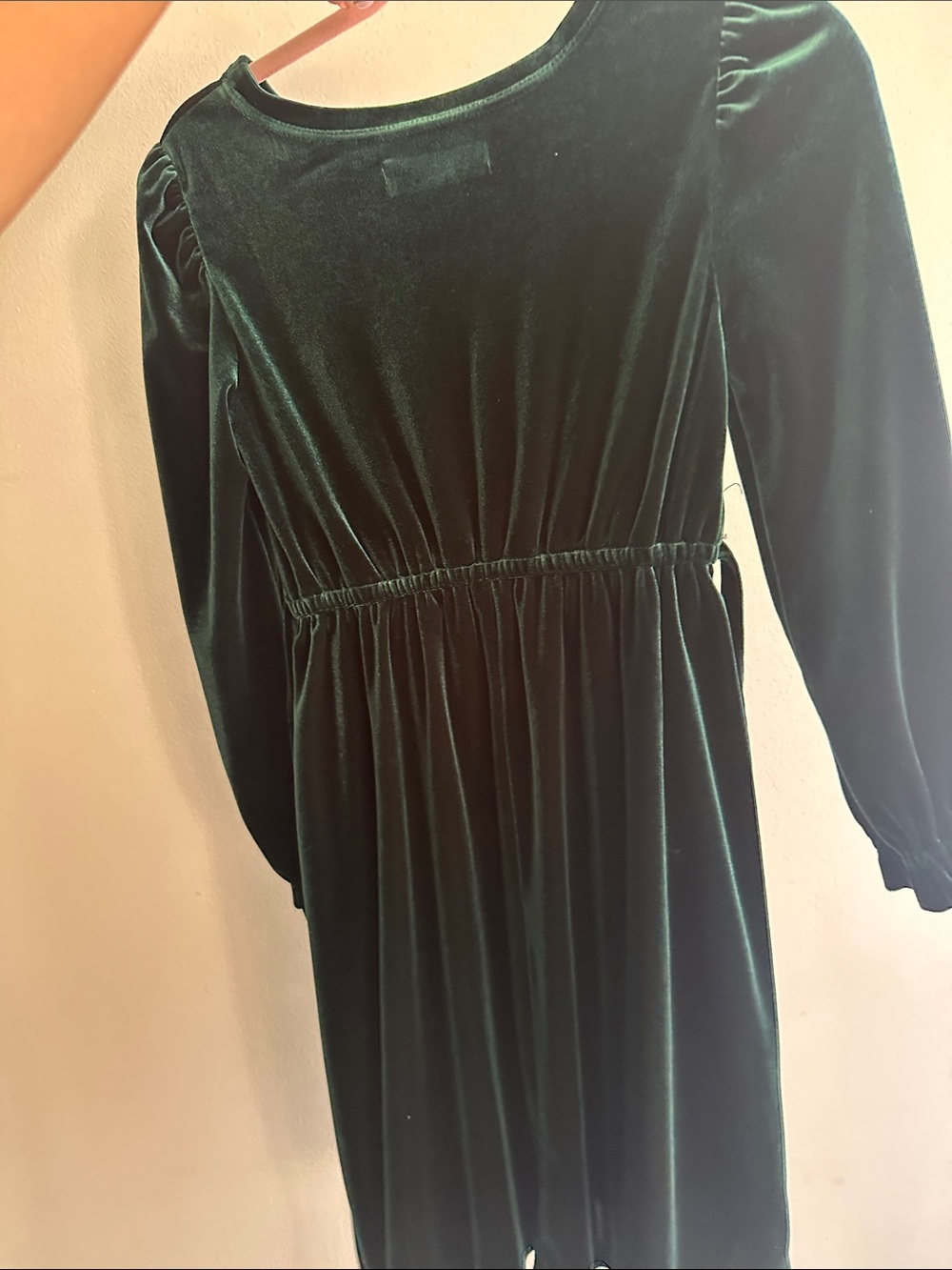 Girls Green Velvet Long Sleeve Dress size small 6 -6x - Picture 3 of 5